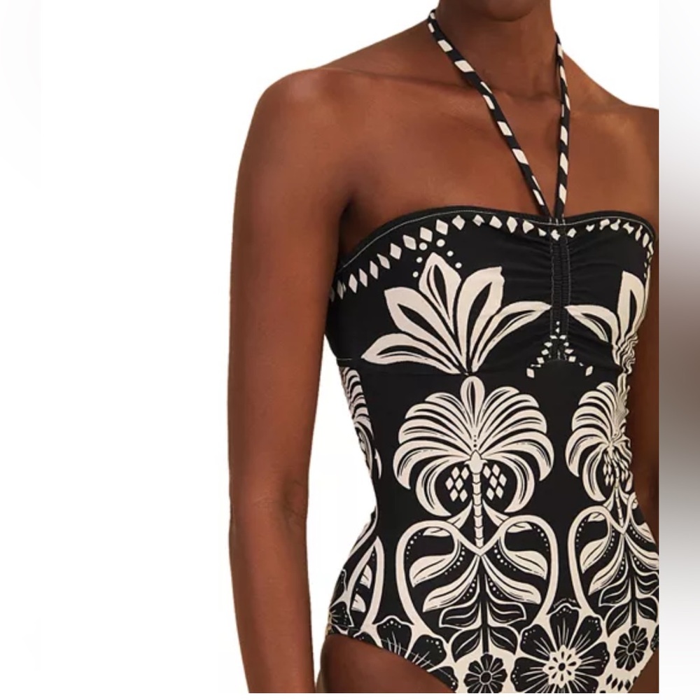 Farm Rio Black Flowers Leopards One-Piece Swimsuit. NWT - Picture 4 of 8
